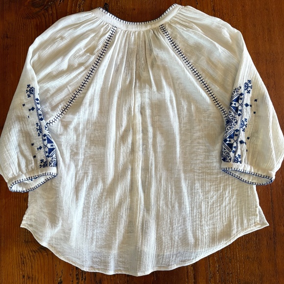 NWT ba&sh Cotton Embroidered Boho Eglantine Blouse White, Blue, Size Small - Picture 4 of 15
